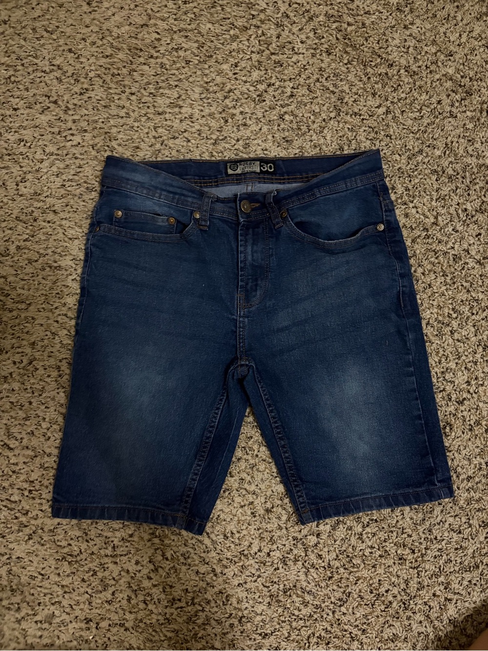 Men's Mid Wash Blue Denim Jean Shorts - Classic Five-Pocket Style
